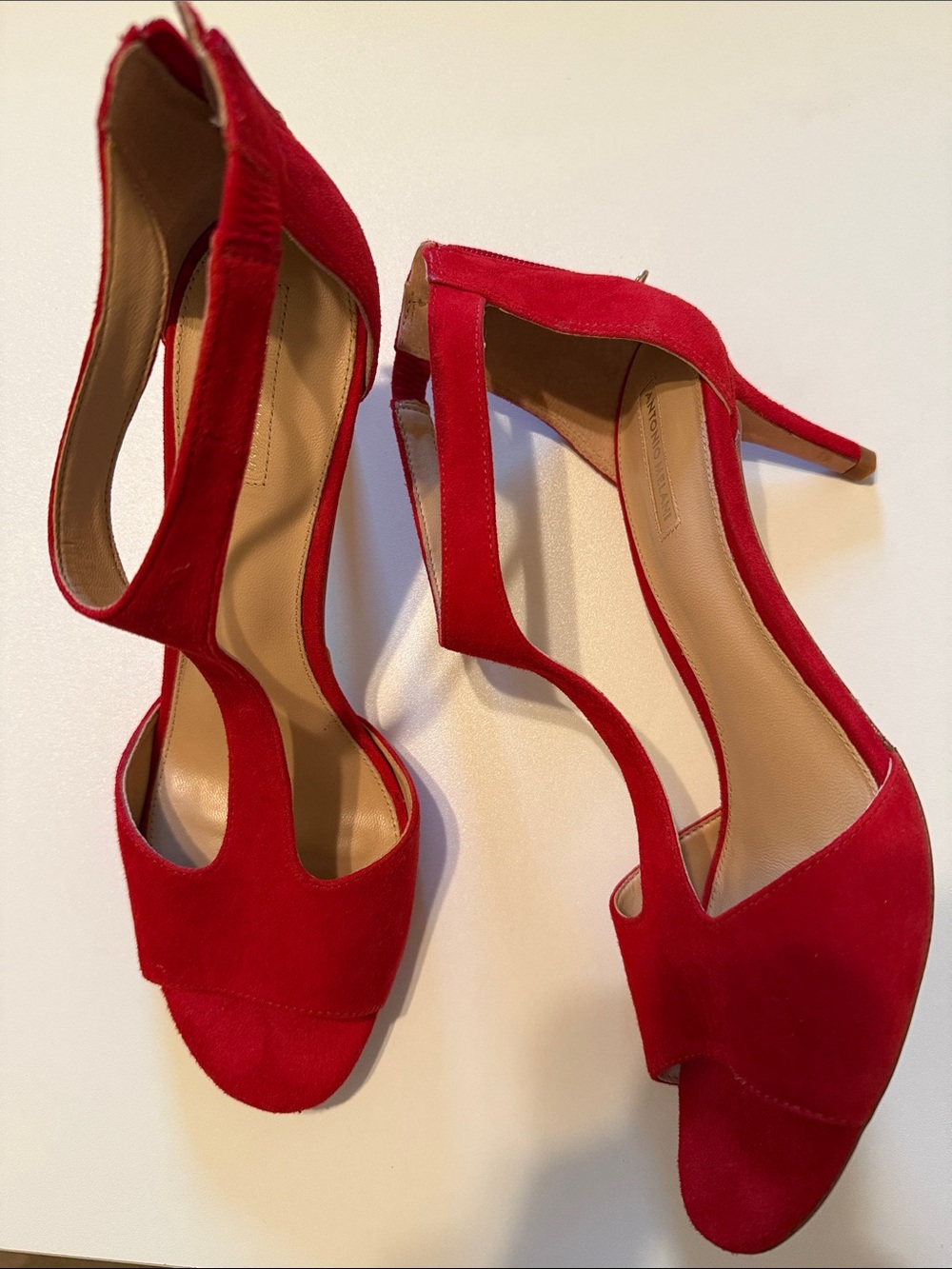 ANTONIO MELANI Red Suede Cutout heels Sandals